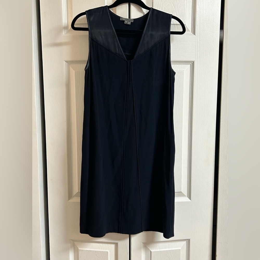 Vince Black V Neck Knee Length Dress